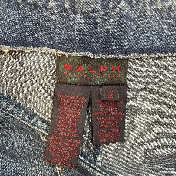 Ralph Lauren Vintage Chevron Denim Skirt Size 12, Made in Hong Kong, 100% Cotton - Picture 5 of 6